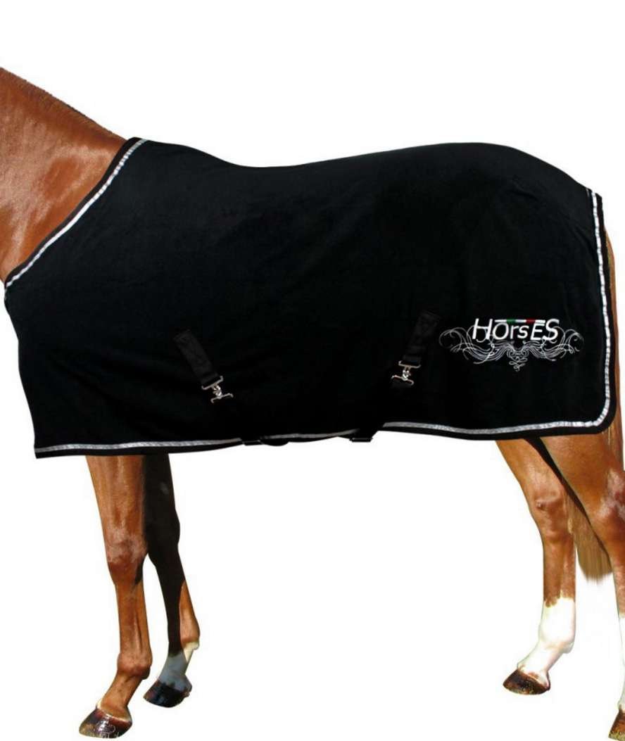 Coperta per cavalli in pile con cinghie logo stampato modello Glam - foto 1