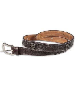 PROMOZIONE Cintura equitazione da uomo concho antique in cuoio 86 CM MARRONE