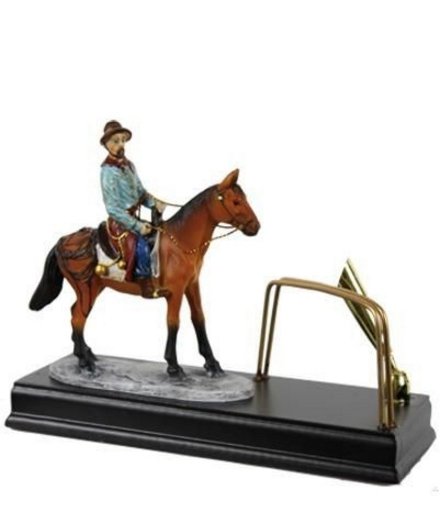 Statua cavallo con portafogli e portapenna realizzato in metallo e legno