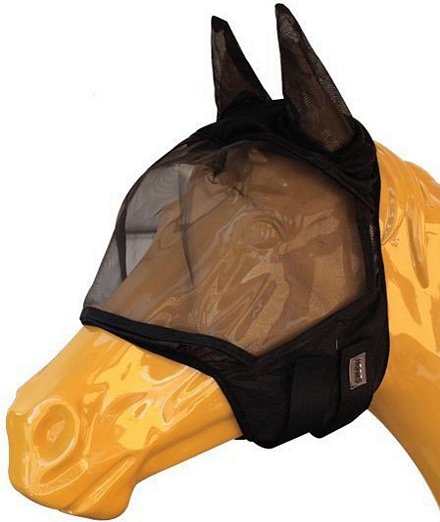 PROMOZIONE Maschera per cavalli antimosche in nylon modello Soft Pro Mask NERO L