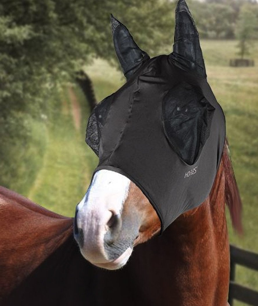 Maschera per cavalli antimosche in Lycra con rete per occhi