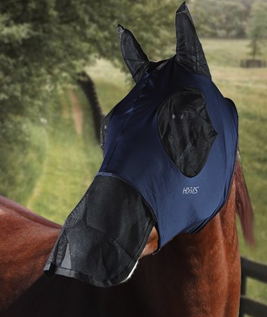 Maschera per cavalli antimosche in lycra con rete per occhi e naso - foto 1