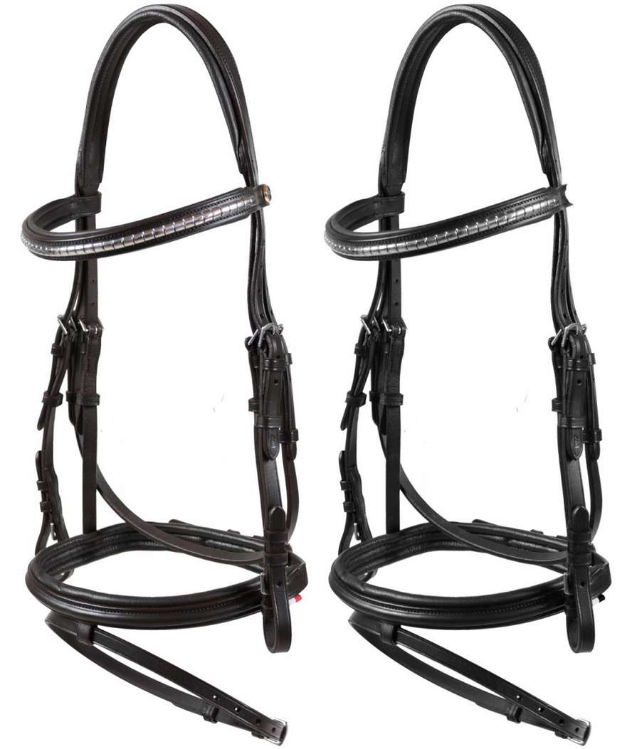 Briglia per cavallo in cuoio con decorazioni clincher argento sul frontalino Mestre