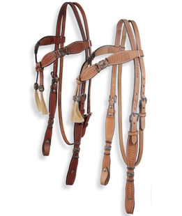 Briglia western ONE EAR cuoio liscio lavorazione basket