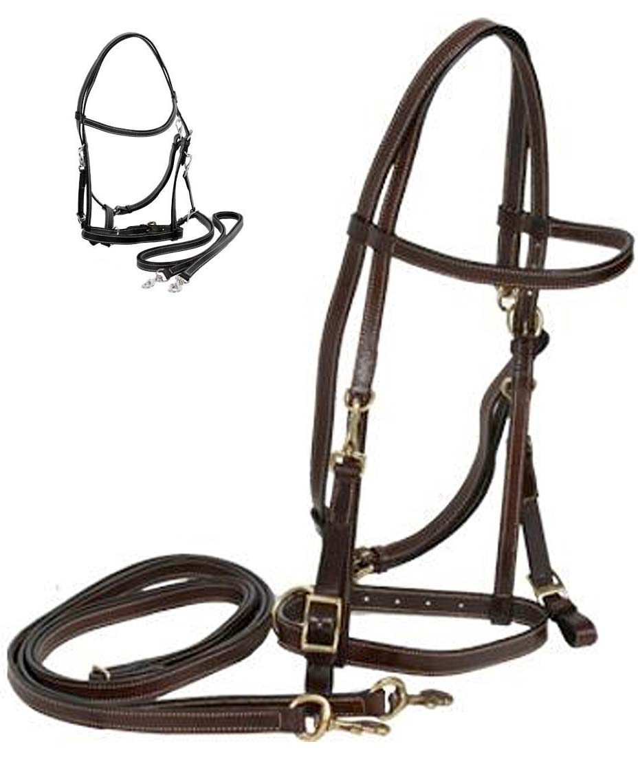 Briglia per cavalli in cuoio con redini in cuoio resistente