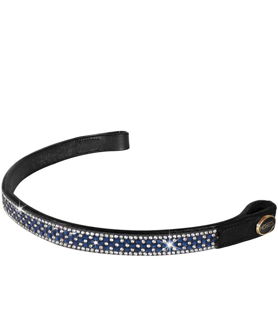 Frontalino per briglia inglese in cuoio con file di strass Blue Diamond - foto 2