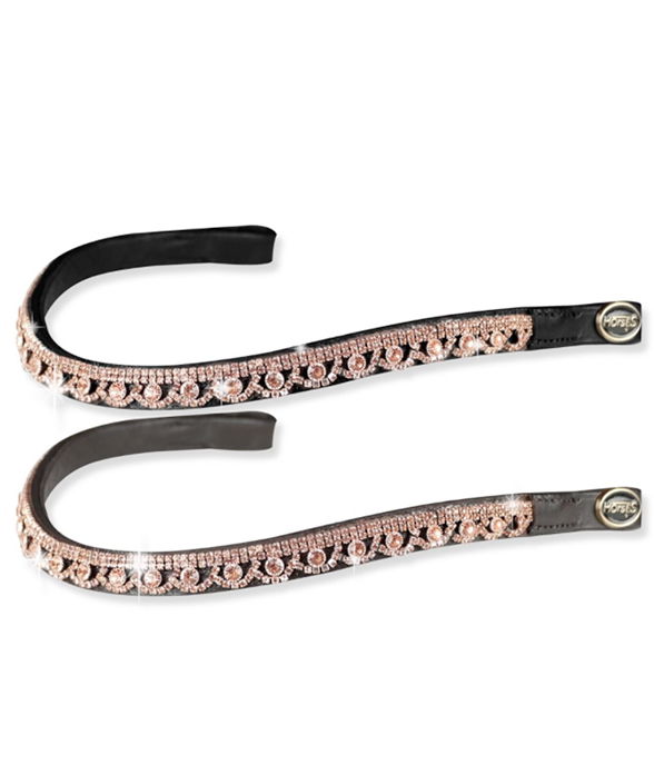 Frontalino in cuoio morbido modello luxe rosegold con strass effetto pizzo