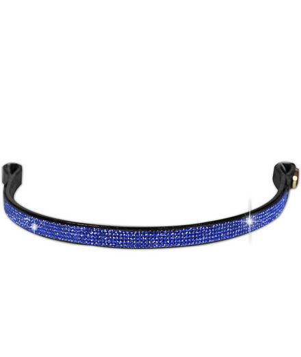 Frontalino in cuoio per briglia inglese con strass blu - foto 4