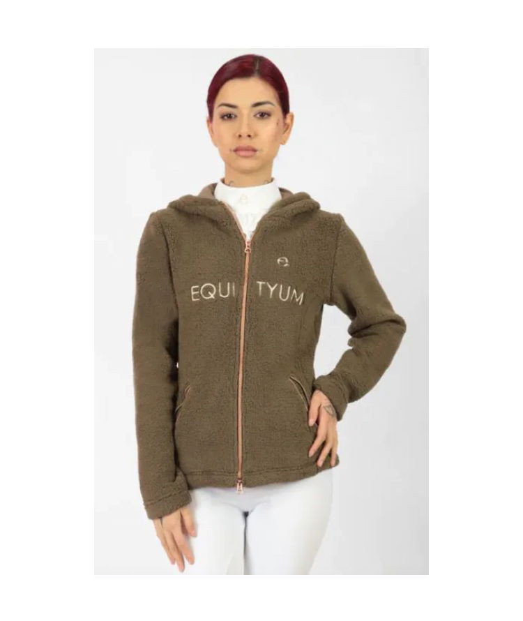 Felpa equitazione donna modello Teddy Clarise in pile con zip e cappuccio - foto 3