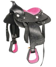 Sella inglese da Dressage nera 17Sella western pony modello Think Pink