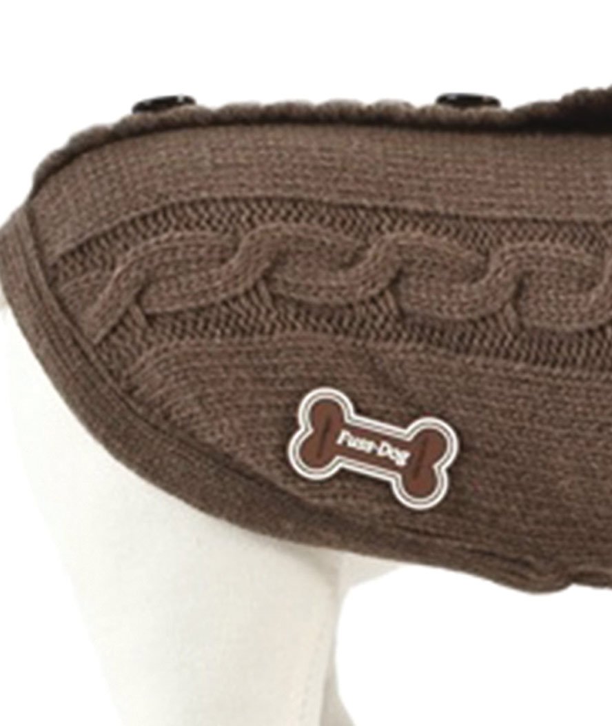 PROMOZIONE MARRONE Dolcevita per collare in lana con cappuccio, bottoni sulla schiena e foderato in pile - foto 5