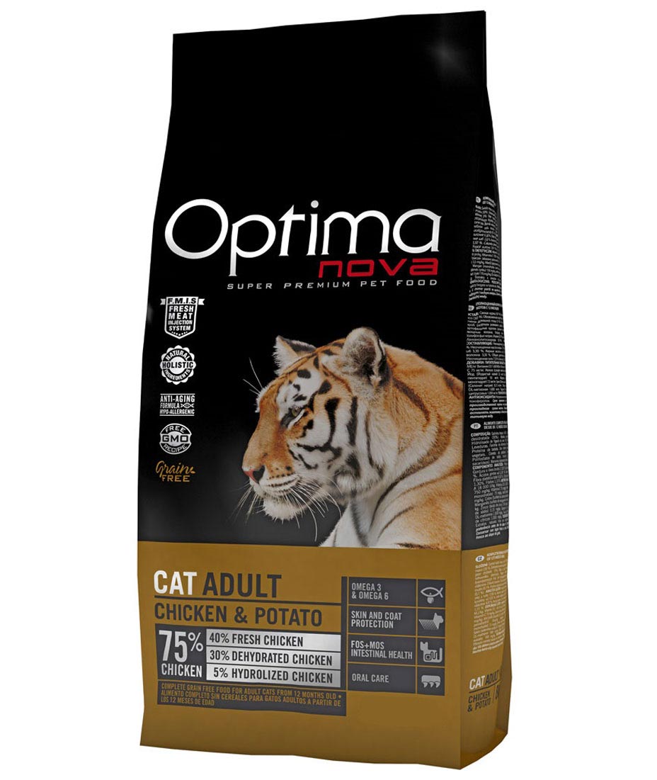 PROMOZIONE Optimanova Cat Adult pollo e patate Grain Free 2 SACCHI DA 2 KG CAD