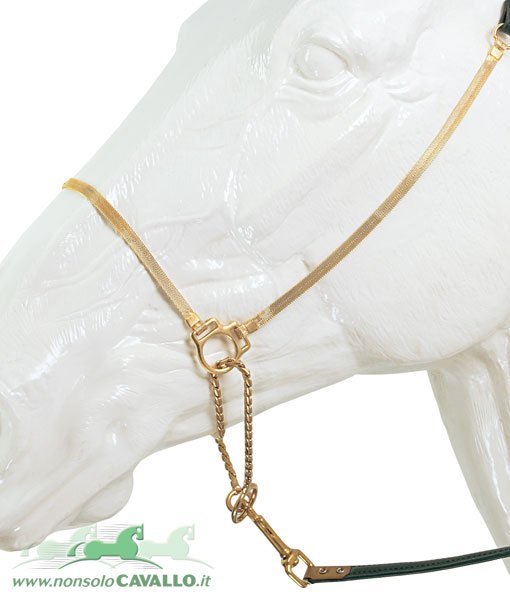 Cavezzina per presentazione per cavalli arabi in pelle con catena piatta e lunghina - foto 1