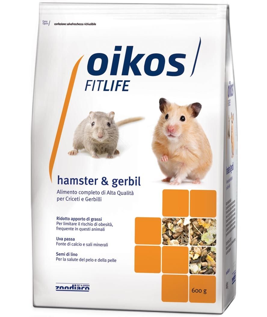 Fitlife Hamster & gerbil alimento completo di alta qualità per criceti e gerbilli 600 g x 6 pz.