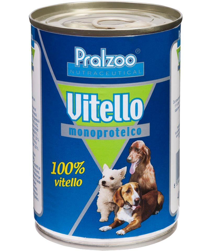 PROMOZIONE Pralzoo 100% Vitello monoproteico per cani 18 lattine x 400 g cad.