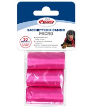 Ricariche sacchetti igienici fucsia Micro per cane 3 rotoli da 10 sacchetti