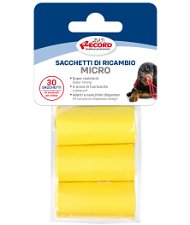 Ricariche sacchetti igienici giallo Micro per cane 3 rotoli da 10 sacchetti