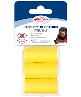 Ricariche sacchetti igienici giallo Micro per cane 3 rotoli da 10 sacchetti