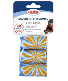 Ricariche sacchetti igienici free style per cane 3 rotoli da 20 sacchetti