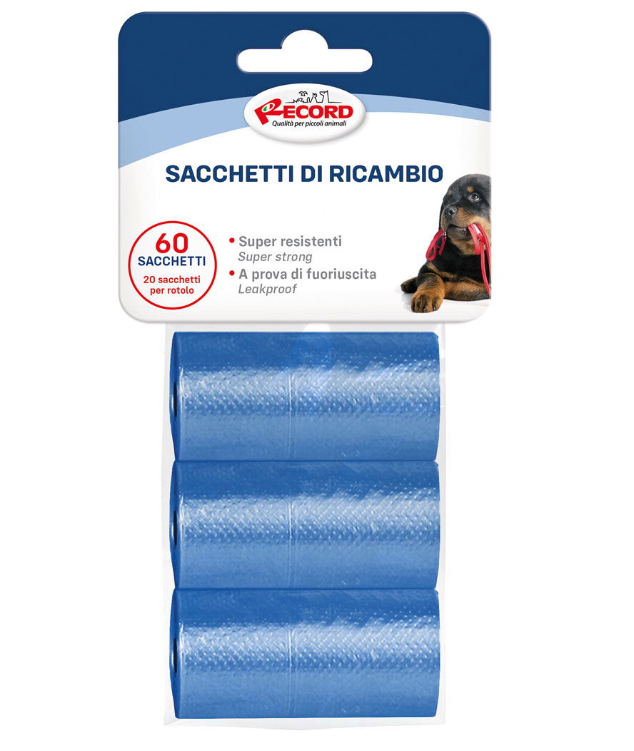 Ricariche sacchetti igienici per cani 3 rotoli da 20 sacchetti