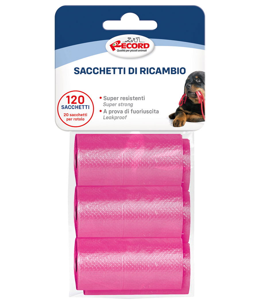 Ricarica sacchetti igienici per cani 6 rotoli da 20 sacchetti 