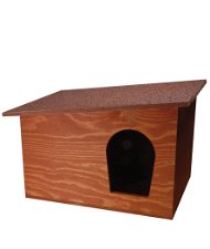 Cuccia modello casetta con tetto in legno per gatti