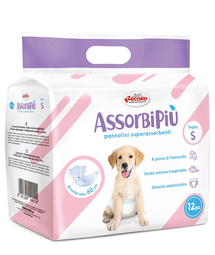 12 pannolini assorbenti con adesivi per cani