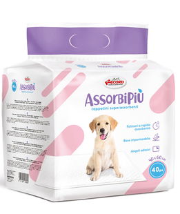 40 tappetini Assorbipiù assorbenti per cani con angoli adesivi 40x60 cm