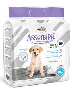 10 tappetini Assorbipiù assorbenti odour control al carbone con angoli adesivi per cani 60x60cm