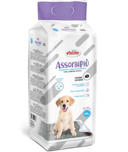 40 tappetini Assorbipiù assorbenti odour control al carbone attivo con angoli adesivi per cani 60x60cm