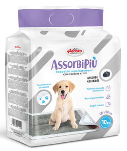 10 tappetini Assorbipiù assorbenti odour control al carbone attivo con angoli adesivi per cani 60x90cm