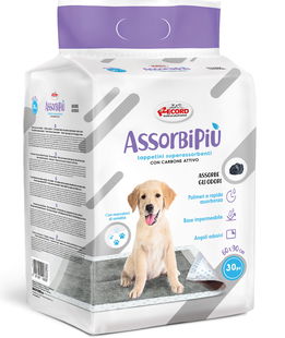 30 tappetini Assorbipiù assorbenti odour control al carbone attivo con angoli adesivi per cani 60x90cm