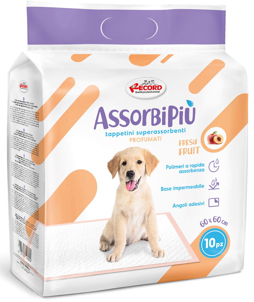 10 tappetini Assorbipiù fresh fruits profumo di frutta con angoli adesivi 60x60 cm per cani