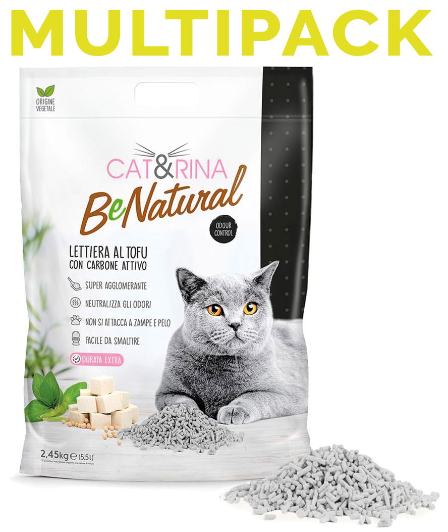 SET 6 PZ Cat&Rina Benatural lettiera per gatti al tofu Carbone vegetale 5,5 litri
 - foto 1