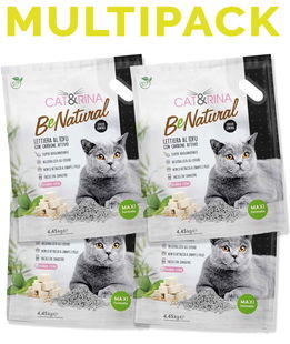 SET 4 PZ Cat&Rina Benatural lettiera per gatti al tofu Carbone attivo 10 litri maxi formato