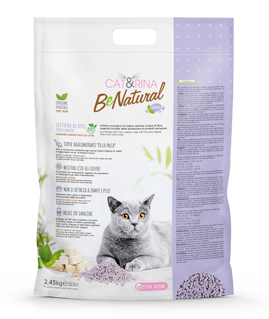 BeNatural lettiera di origine vegetale al tofu al profumo di lavanda 5,5 litri
 - foto 1