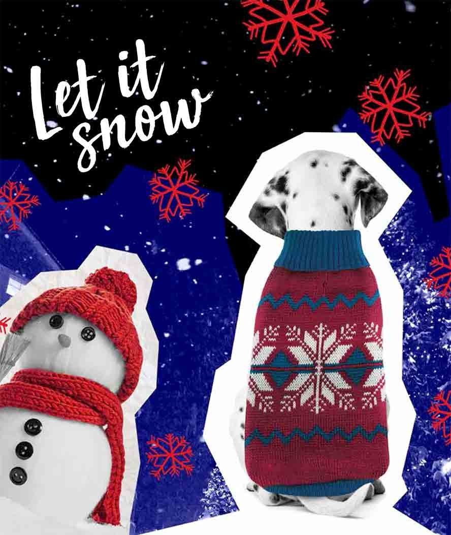 Maglioncino di Natale a collo alto modello Let it Snow per cani  - foto 2