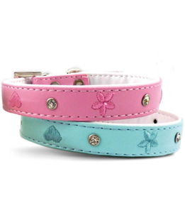 Collare modello Spring con strass e ricami a forma di cuore e fiori per cani