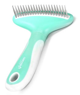 Rastrello taglianodi con denti grossi Hairmony con punte antigraffio per cani e gatti a pelo molto folto