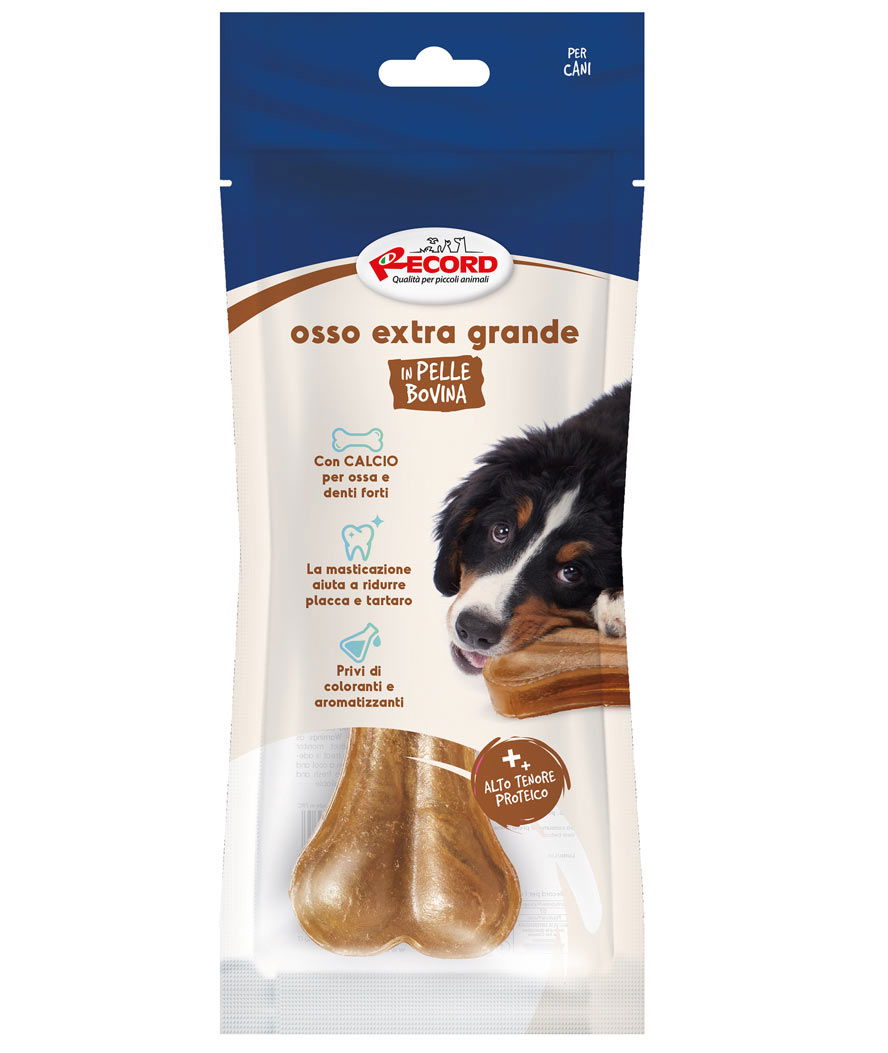 Osso extra grande termoretratto in pelle bovina da masticare per cani