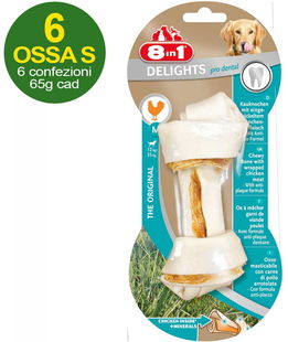 6 Ossa Pro dental taglia M con carne di pollo antiplacca per cani 6 confezioni da 65g cad