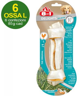 6 Osso Delight Pro dental taglia L con carne di pollo antiplacca per cani confezione da 85 g cad