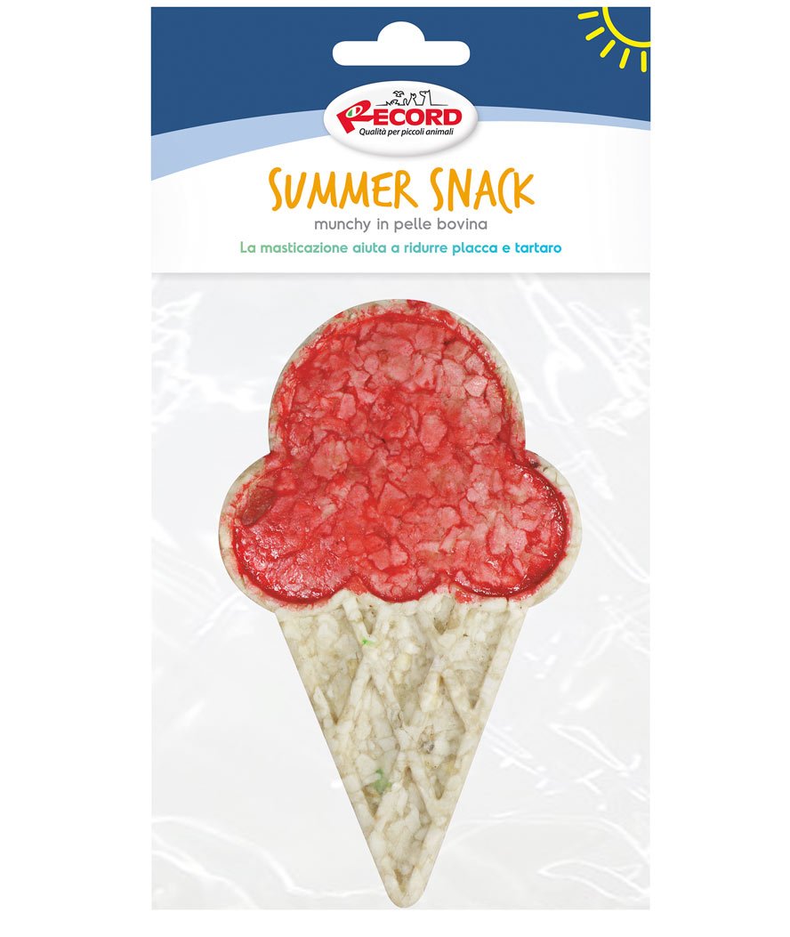 Snack Summer in pelle bovina masticabile a forma di gelato per cani