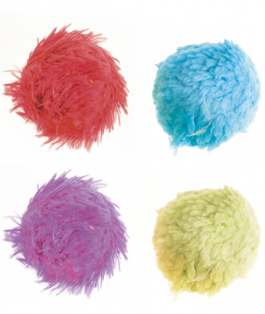 Gioco 4 palline in peluches per gatti 