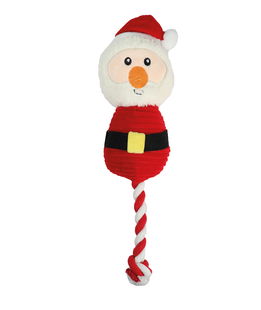 Peluche Babbo Natale con corda e squeaker sonoro per cani