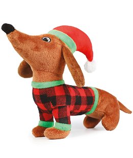 Peluche di Natale modello Bassotto con squeaker sonoro per cani