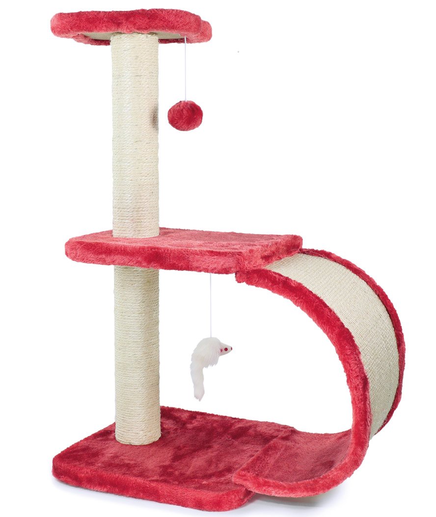 Tiragraffi a colonna modello Geranio con base doppia per gatti 