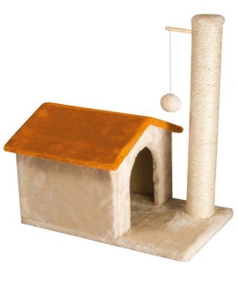 Colonna tiragraffi a casetta per gatti con pallina 48 x 30 x 52 cm