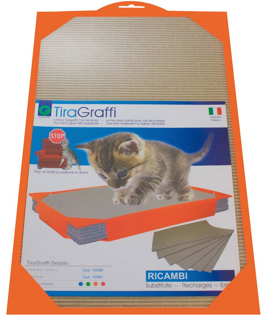 Tappetino tiragraffi per gatti con 1 ricambio in cartone incluso