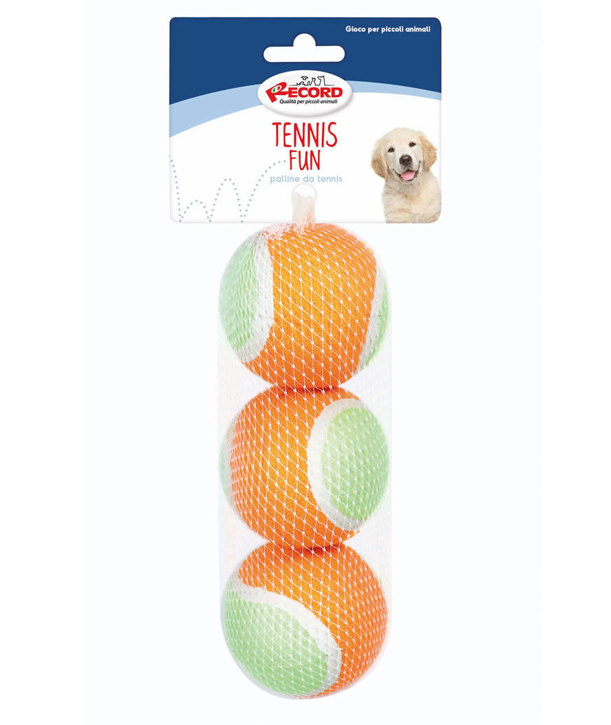 Confezione 3 palline da tennis diametro 6,5 cm per cani